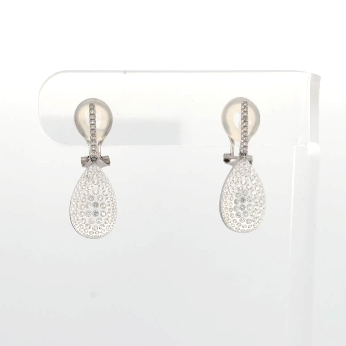 Diamond Drop Lucite Earrings 18k White Gold 1.45ctw