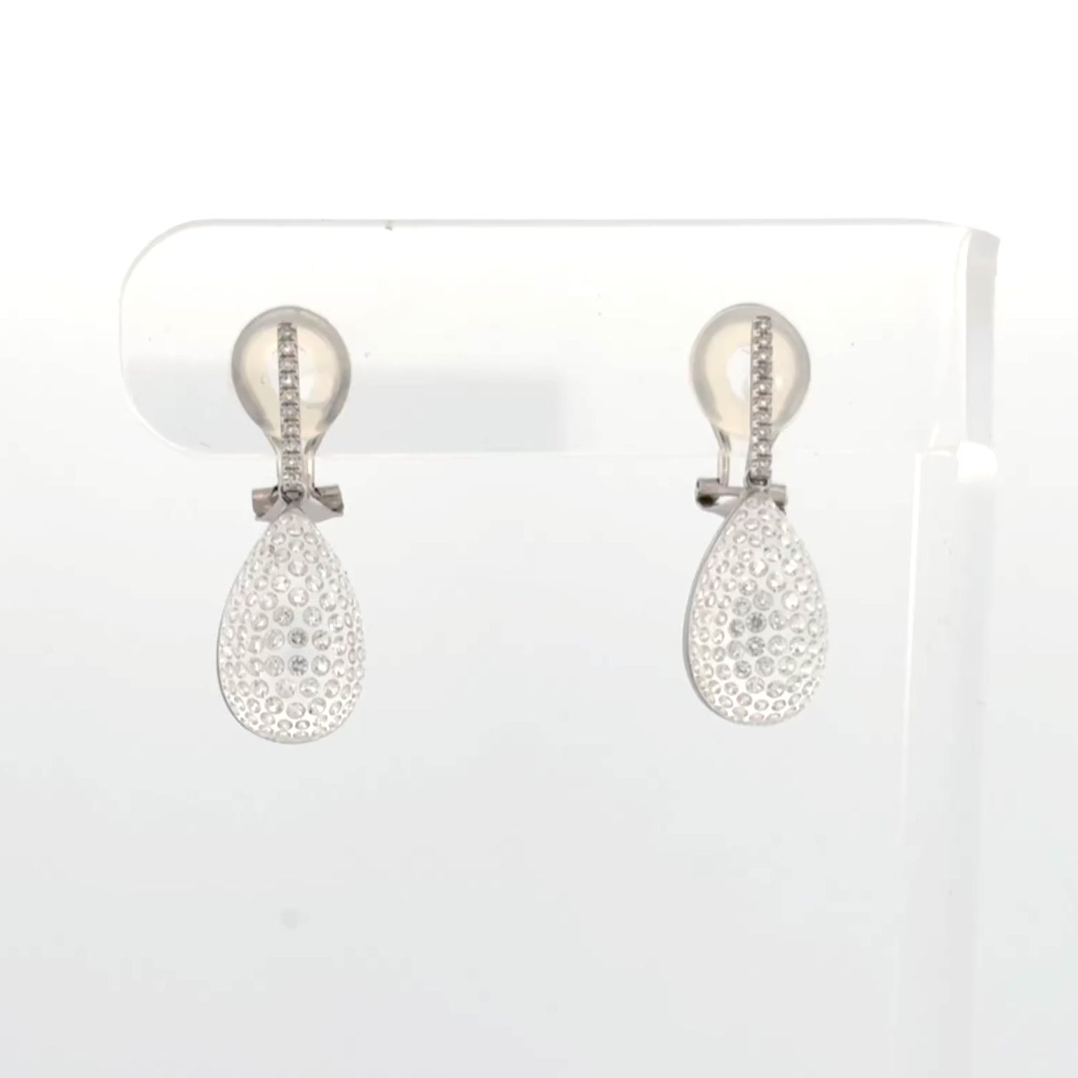 Diamond Drop Lucite Earrings 18k White Gold 1.45ctw