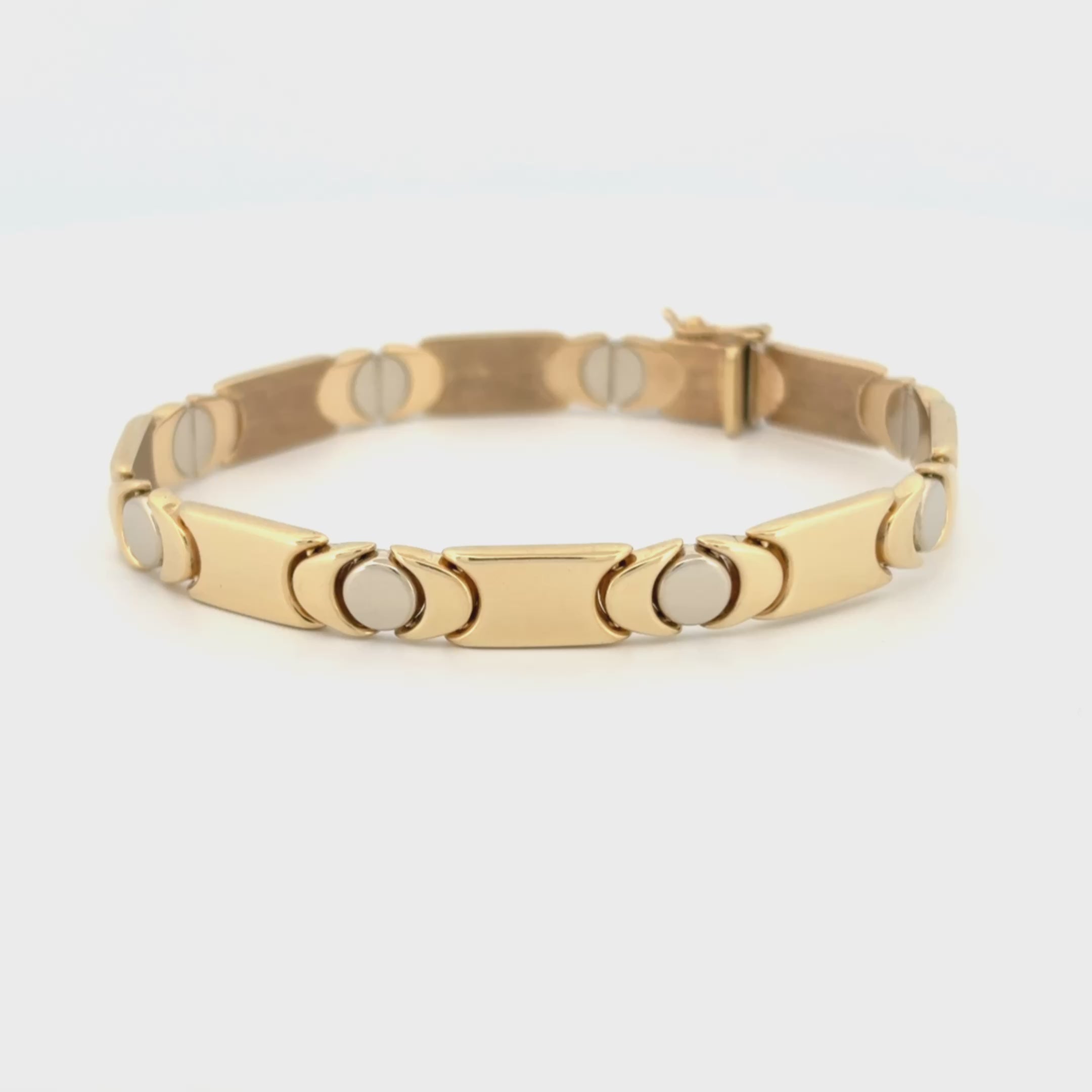 Vintage 14K Two-Tone Gold Screw Head Motif Reversible Link Bracelet