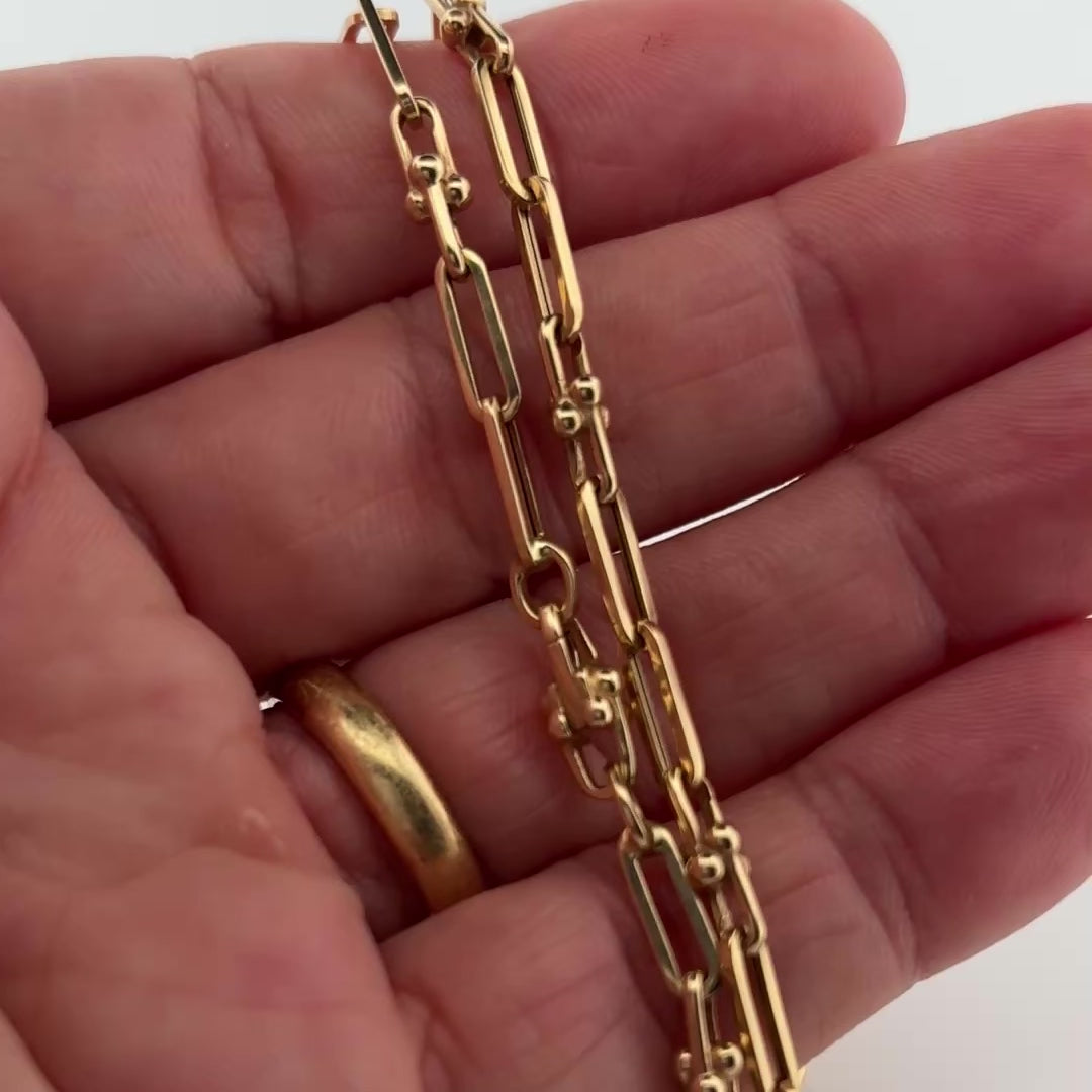 Paperclip and U-Link 14K Yellow Gold Chain Necklace, 20 Inch 3.5mm