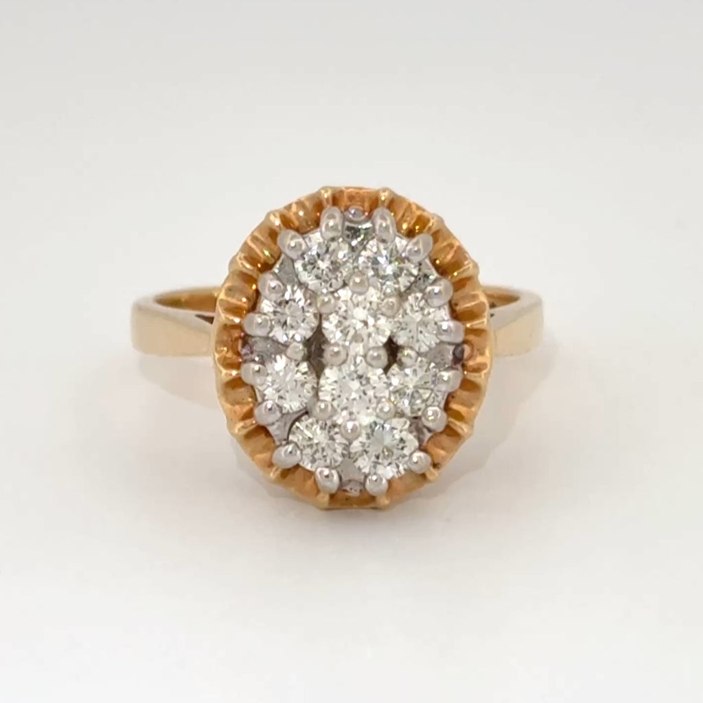Vintage 1.00ctw Diamond Cluster Ring 14k Gold
