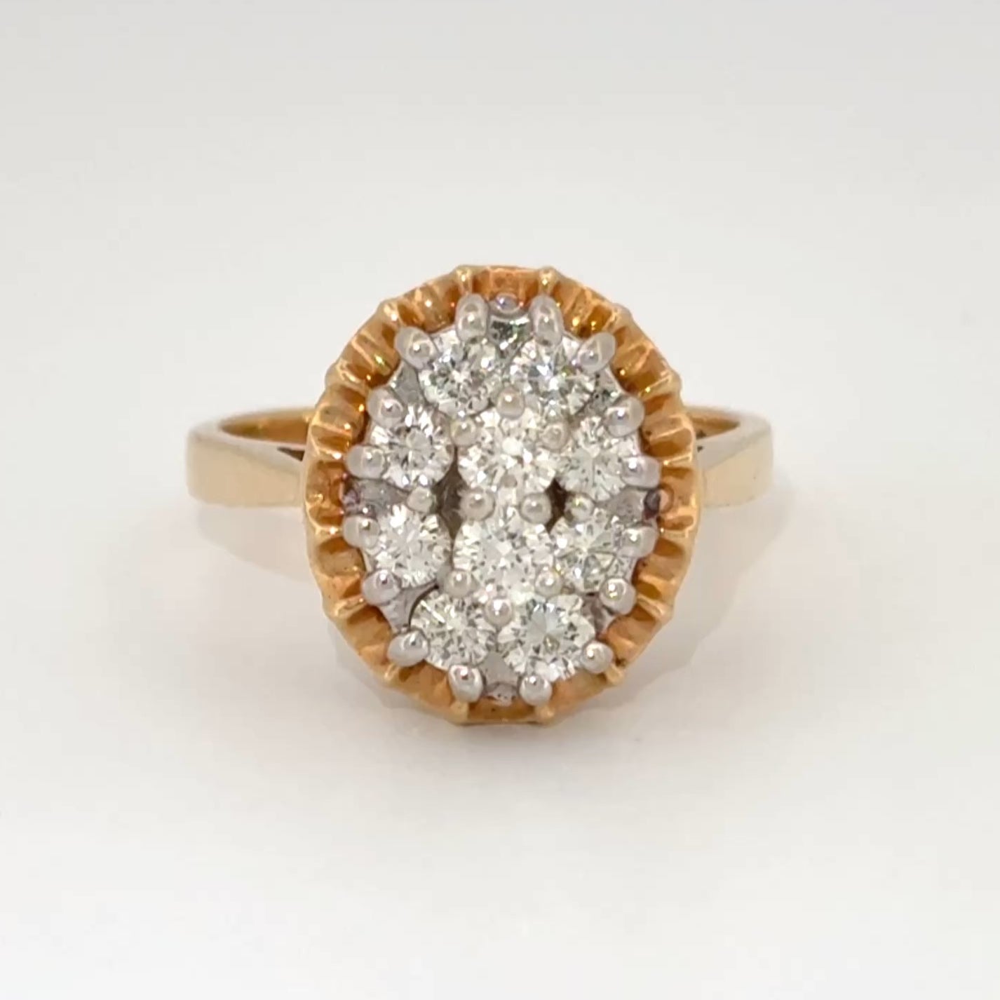 Vintage 1.00ctw Diamond Cluster Ring 14k Gold