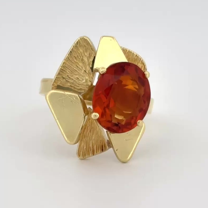 Mid-Century Modern Mediera Citrine Ring 18k - G. Alcedo