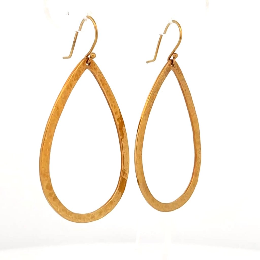 Ippolita Classico Large Open Teardrop Hammered Earrings, 18k Yellow Gold 9.9g