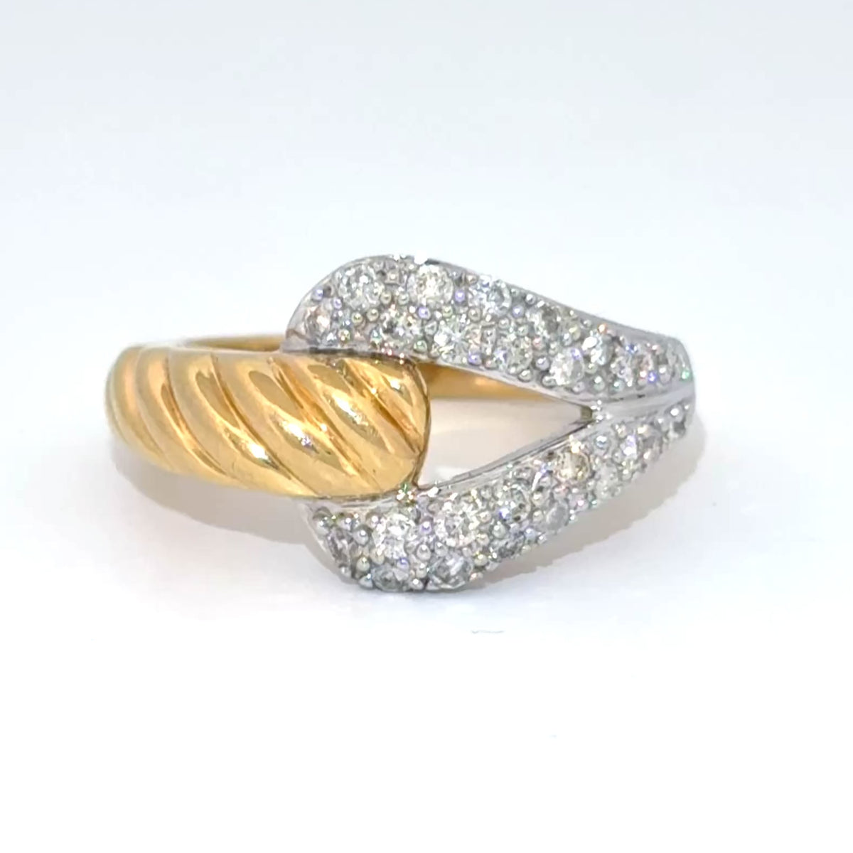 Vintage 90's Diamond Pavé Cable Buckle Ring ~0.76ctw