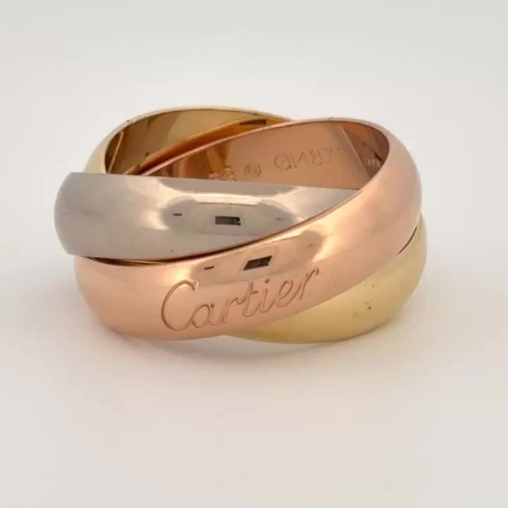 Cartier Extra Large Trinity Band Sz 53 18k Gold