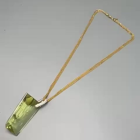 Samuel Getz 98.68ct Heliodor Necklace 18k Gold & Diamond