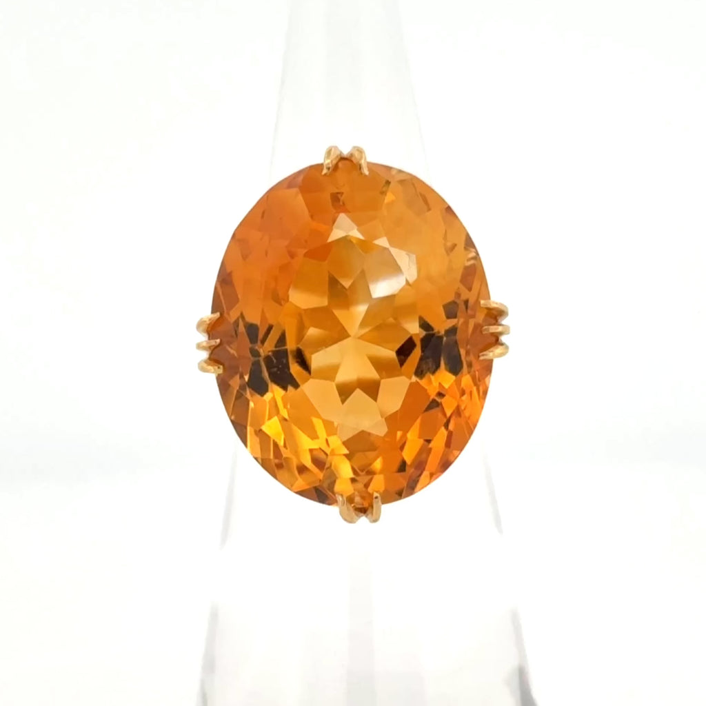 Vintage Large Citrine Ring 21.23ct 18k Yellow Gold