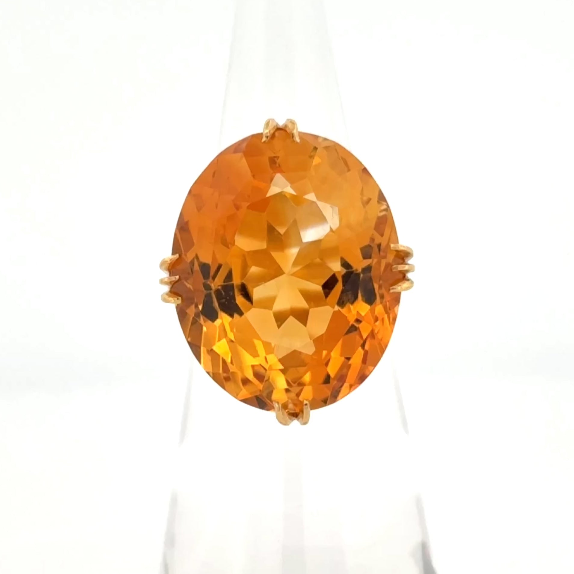 Vintage Large Citrine Ring 21.23ct 18k Yellow Gold
