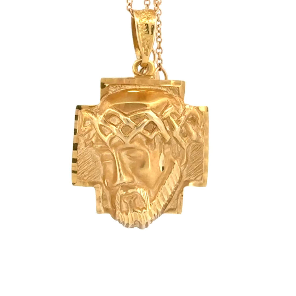 Vintage Brutalist 14K Gold Christ's Passion Cross Pendant, ca. 1970
