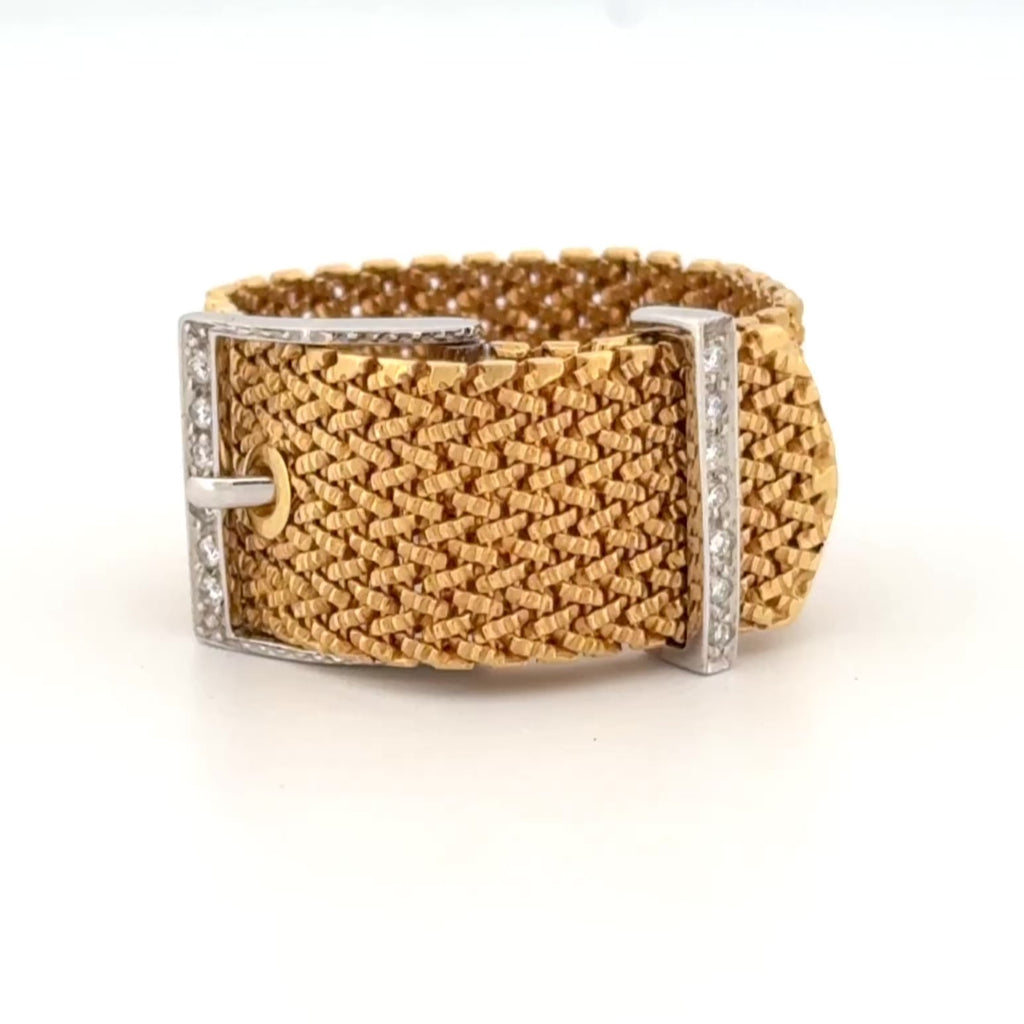 H. Stern Adjustable & Flexible 18k Gold Belt Ring w/ Diamonds Sz 8 or 6