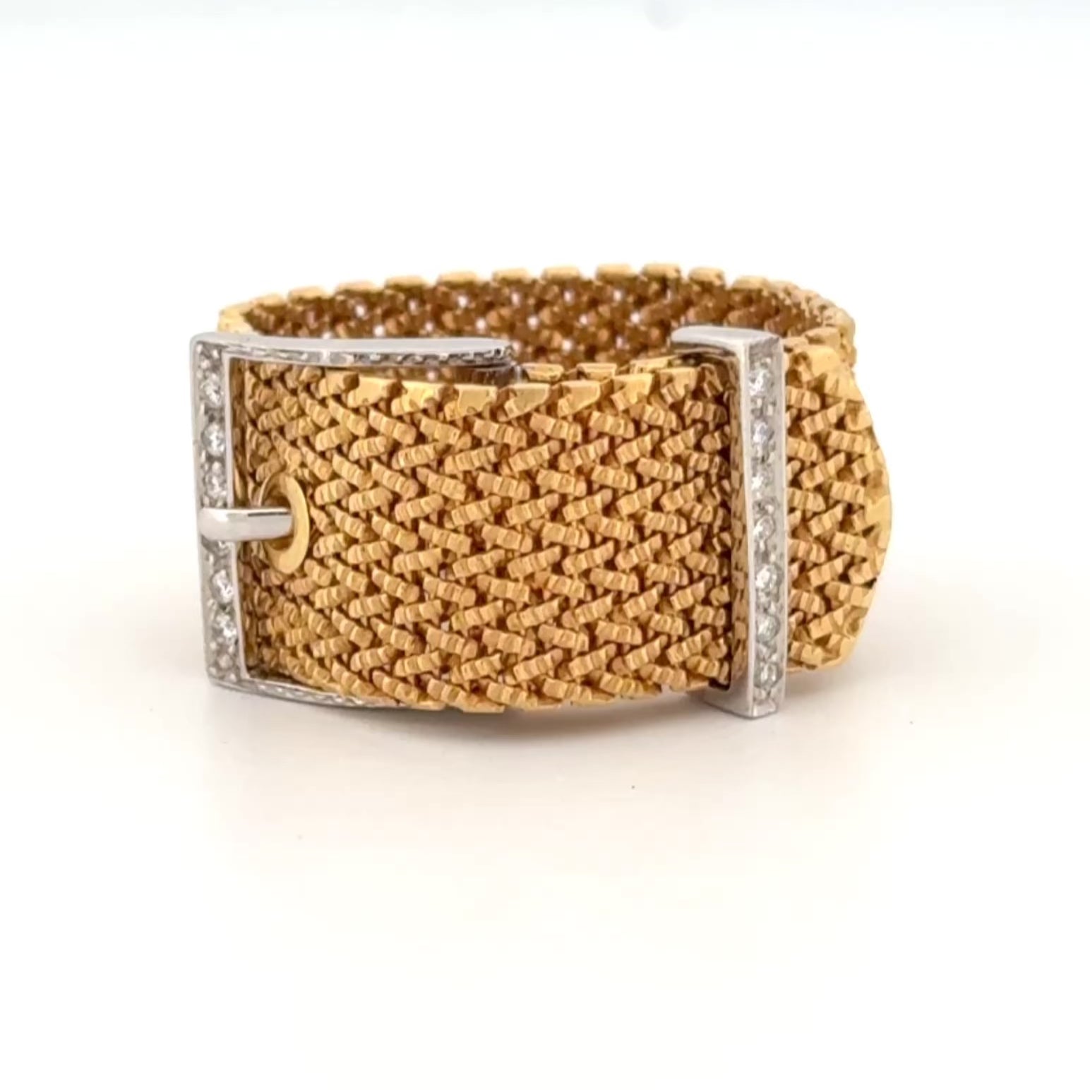 H. Stern Adjustable & Flexible 18k Gold Belt Ring w/ Diamonds Sz 8 or 6