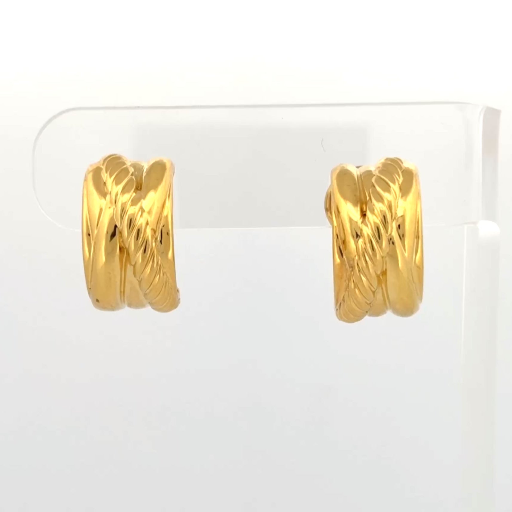 David Yurman 18K Yellow Gold Wide Cable Hoop Earrings