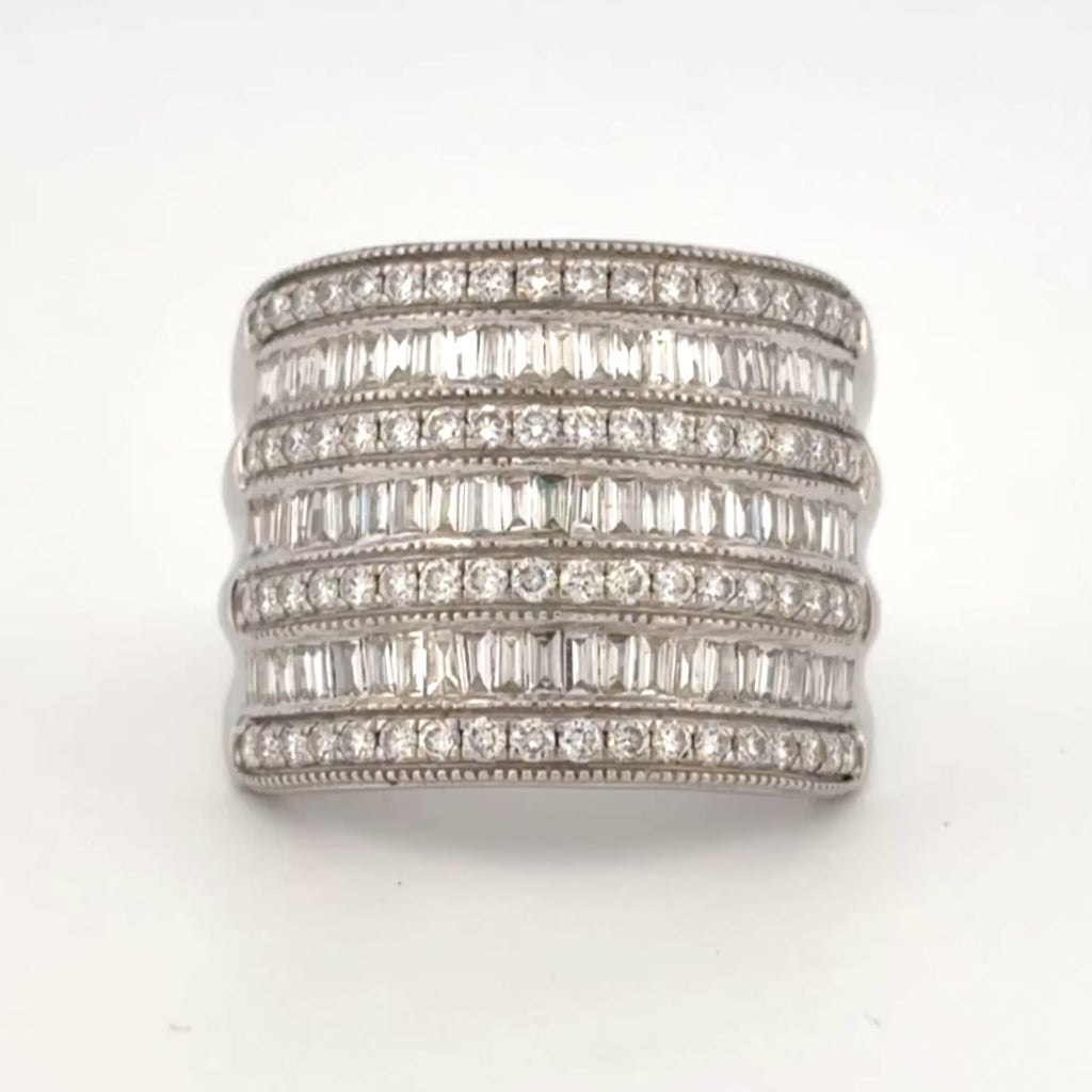 EFFY Wide 7 Row Diamond Baguette Band 14k White Gold, Approx 2.14ctw