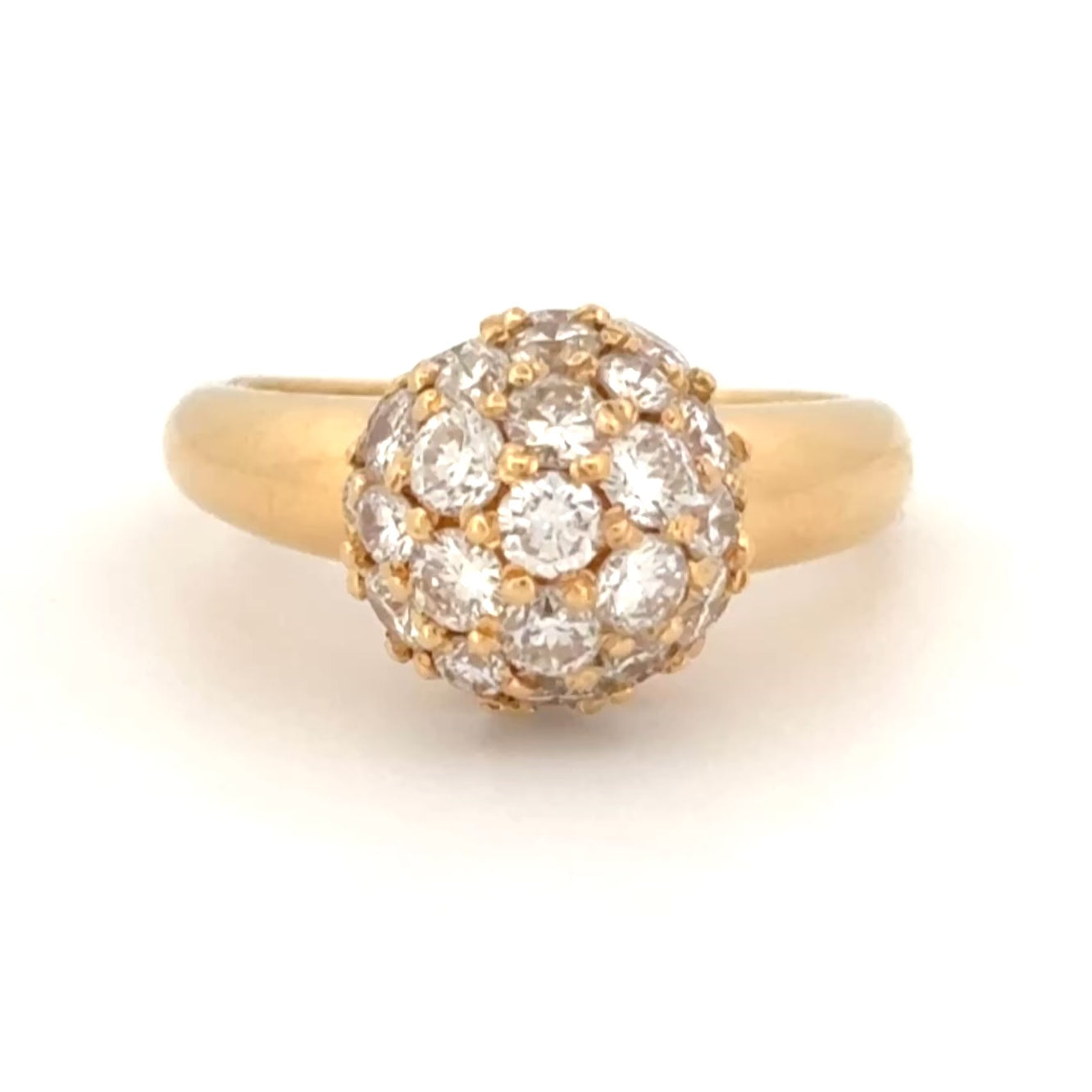 Pave Diamond Ball Ring 18k Gold, 1.88ctw
