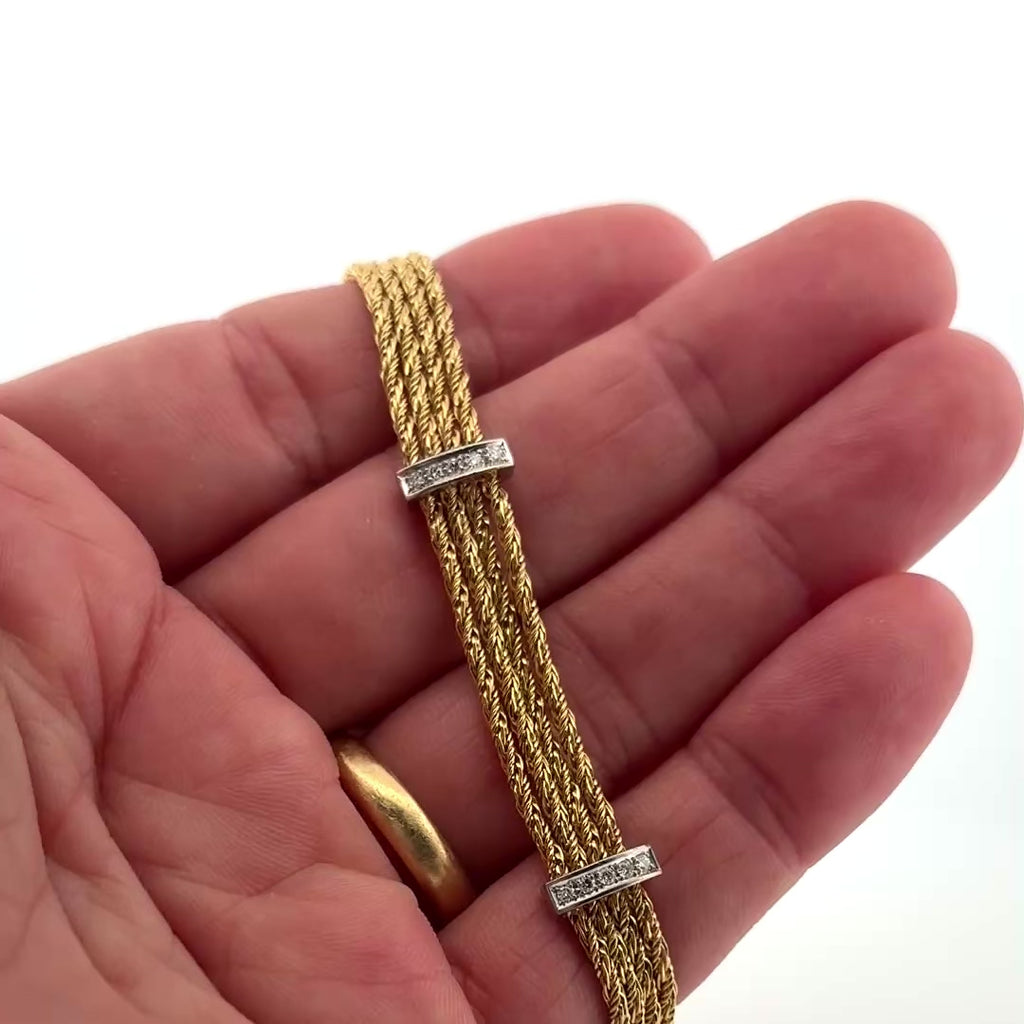 Vintage Tiffany & Co. 18K Gold, Platinum & Diamond Rope Bracelet, 1980s