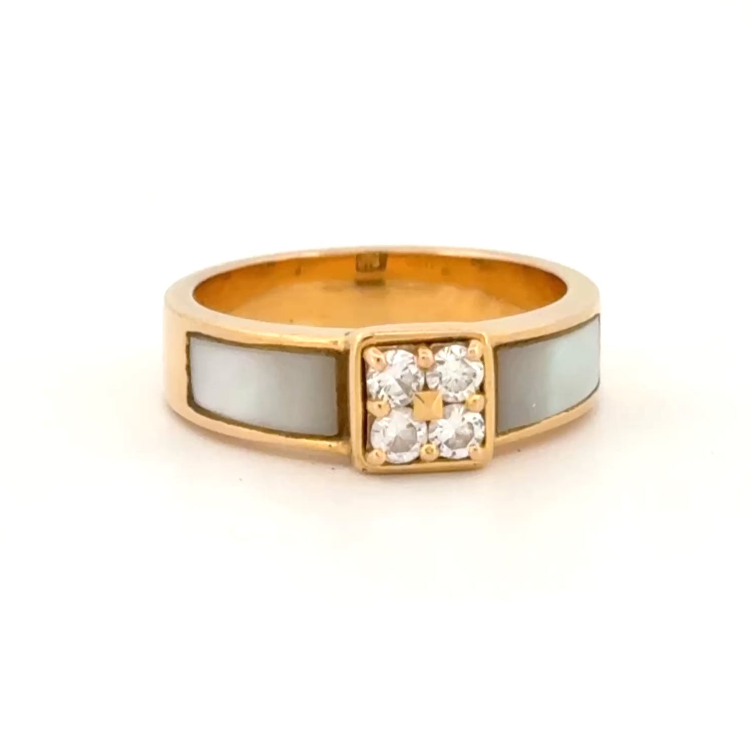 Mauboussin Diamond & Mother-of-Pearl Ring 18k Yellow Gold, French