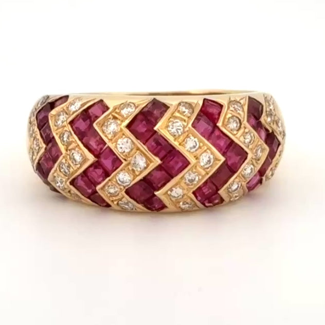 Ruby & Diamond Zig Zag Band 18k Yellow Gold 1.99ctw