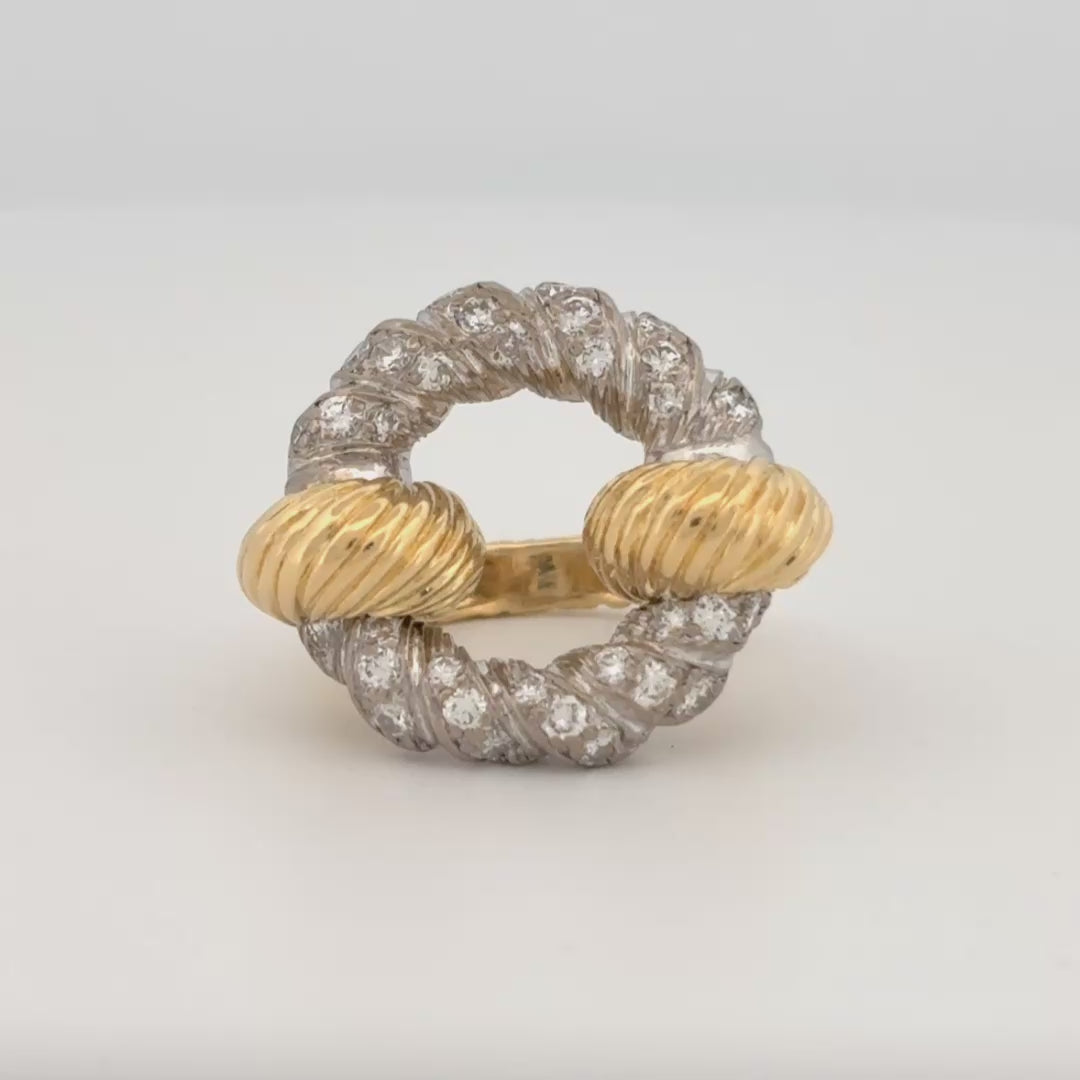 Vintage Kutchinsky Diamond Rope Ring 18k Two Tone - 1.25ctw