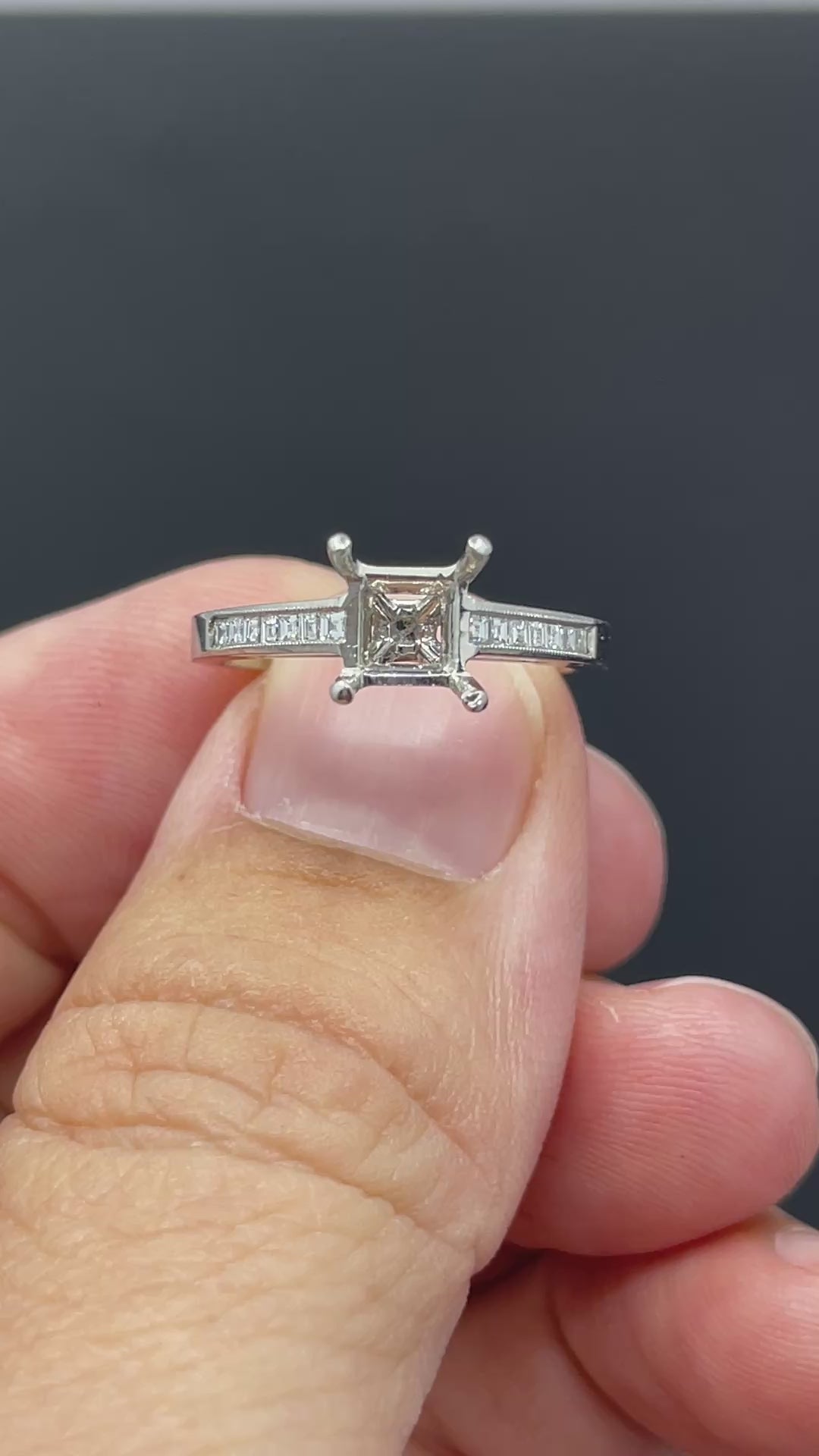 Jeff Cooper Platinum Engagement Ring Setting For ~ 6mm Square Stone - $3,620