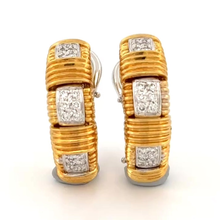 Roberto Coin Appassionata Diamond Semi Hoop Earrings 18k Gold
