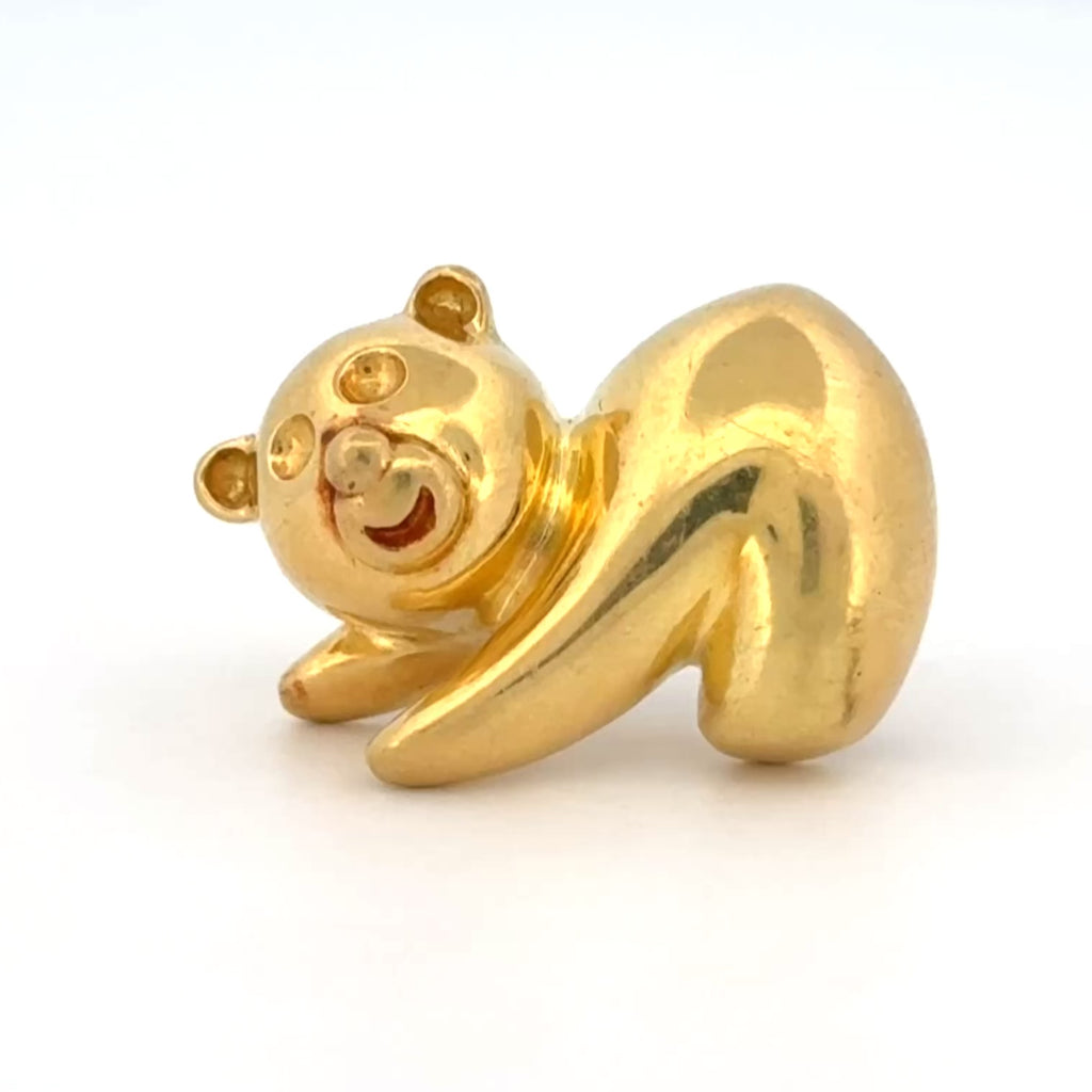 Vinatge Teddy Bear Pin 18k Yellow Gold, Italy, Mara Buzio