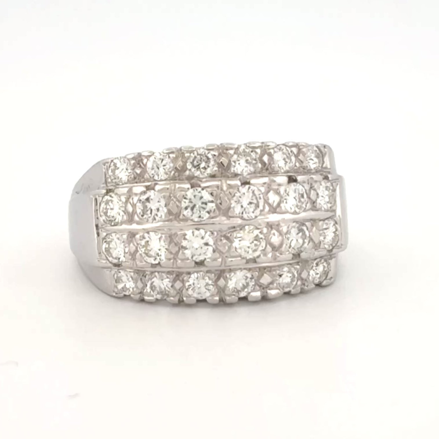 Neo-Vintage Diamond Cluster Ring in 14k White Gold – 1.34ctw
