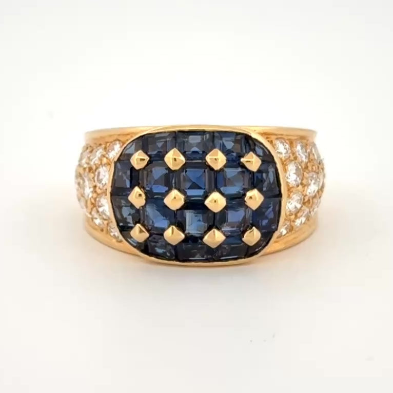 Sapphire & Diamond Ring 18k Yellow Gold