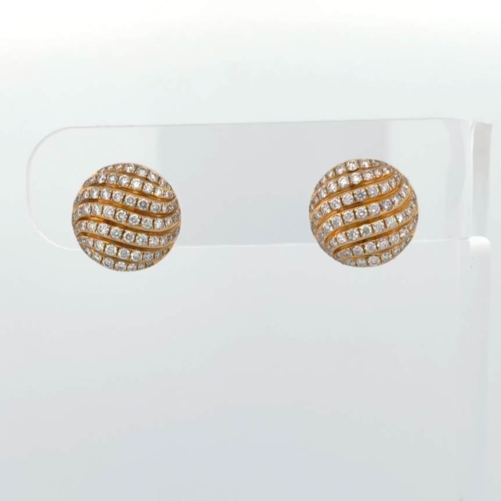 David Yurman Sculpted Cable Stud Earrings 18K Yellow Gold with Diamonds, 14mm