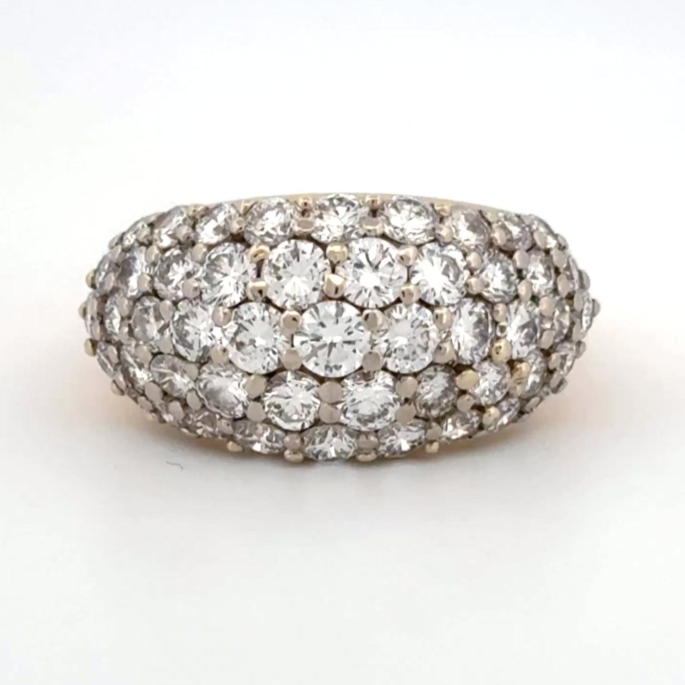 Estate 3.40ct Pavé Diamond Dome Ring 18k Yellow Gold - G/VS