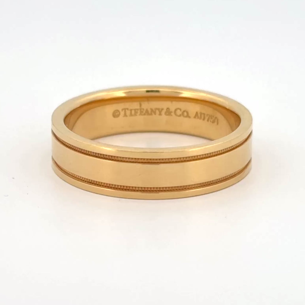 Tiffany & Co Together Milgrain Wedding Band 6mm 18k Yellow Gold Sz 11 3/4