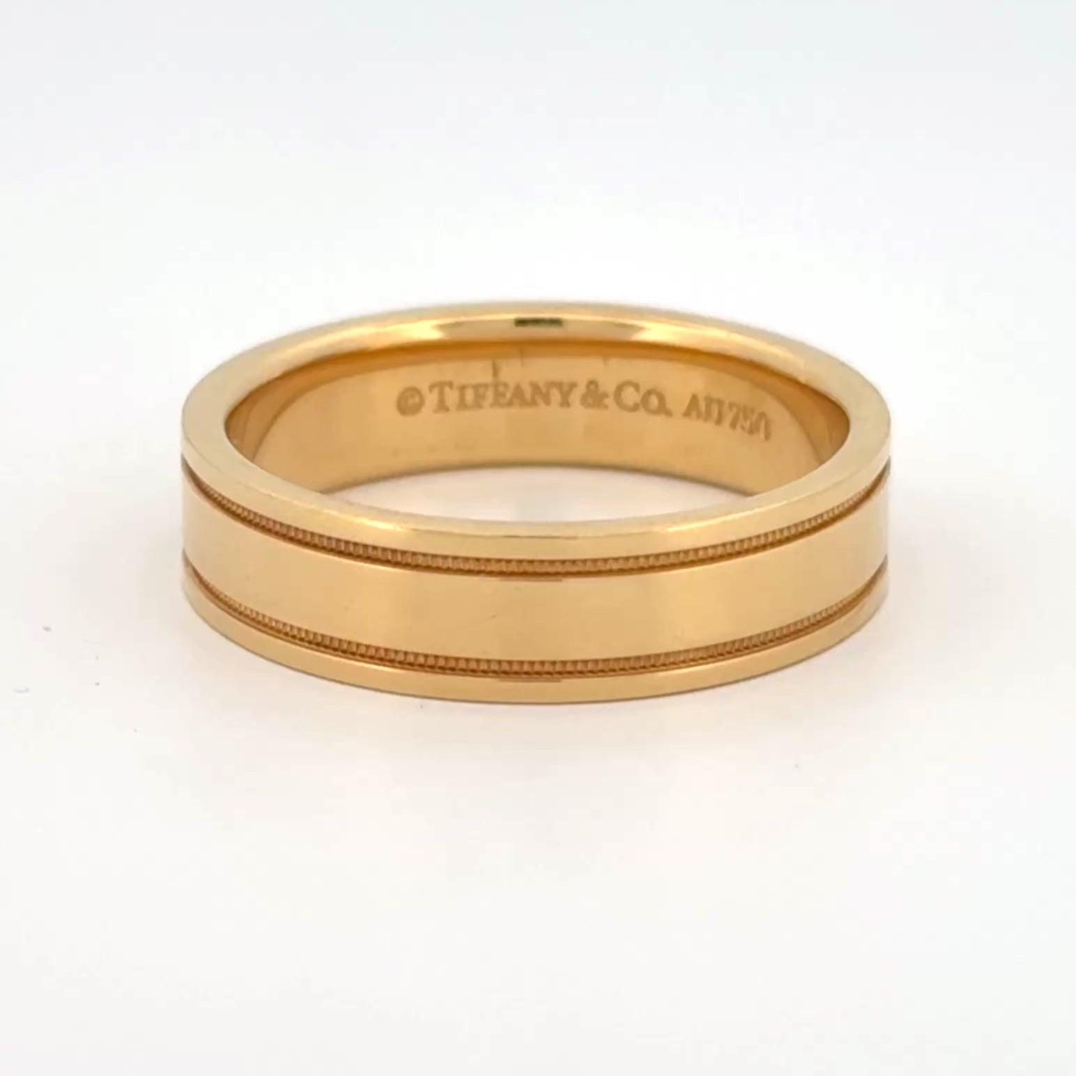 Tiffany & Co Together Milgrain Wedding Band 6mm 18k Yellow Gold Sz 11 3/4