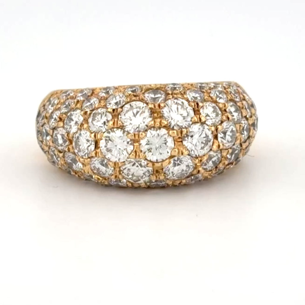 Diamond Pave Dome Ring 18k Yellow gold 3.88ctw