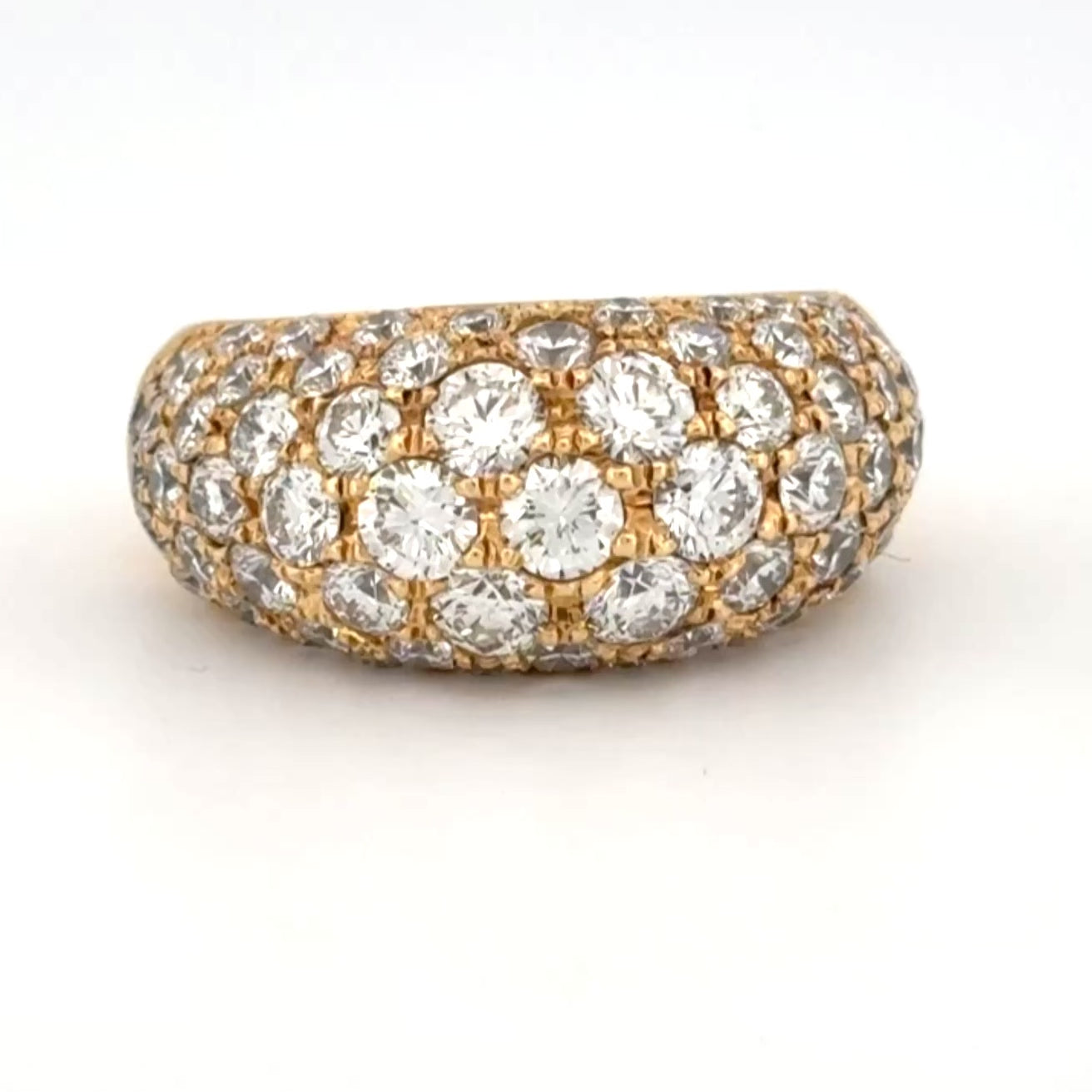 Diamond Pave Dome Ring 18k Yellow gold 3.88ctw