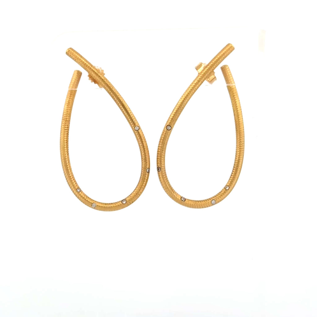 Dulong Kharisma Teardrop Hoop Earrings, 18K Gold with Diamonds, Large