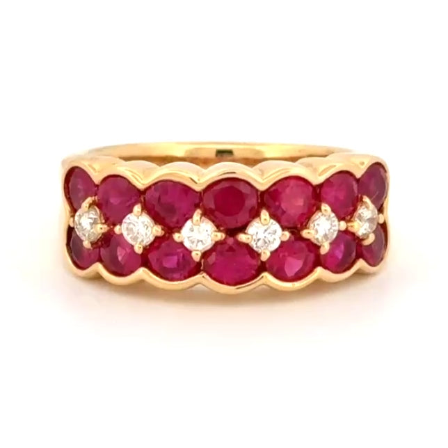 Estate Ruby & Diamond Band 18k Yellow Gold 2.26ctw