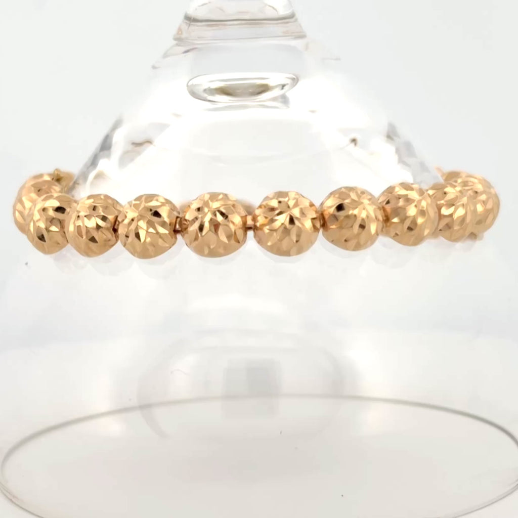 Vintage Diamond Cut Half Dome Link Bracelet 14k Gold