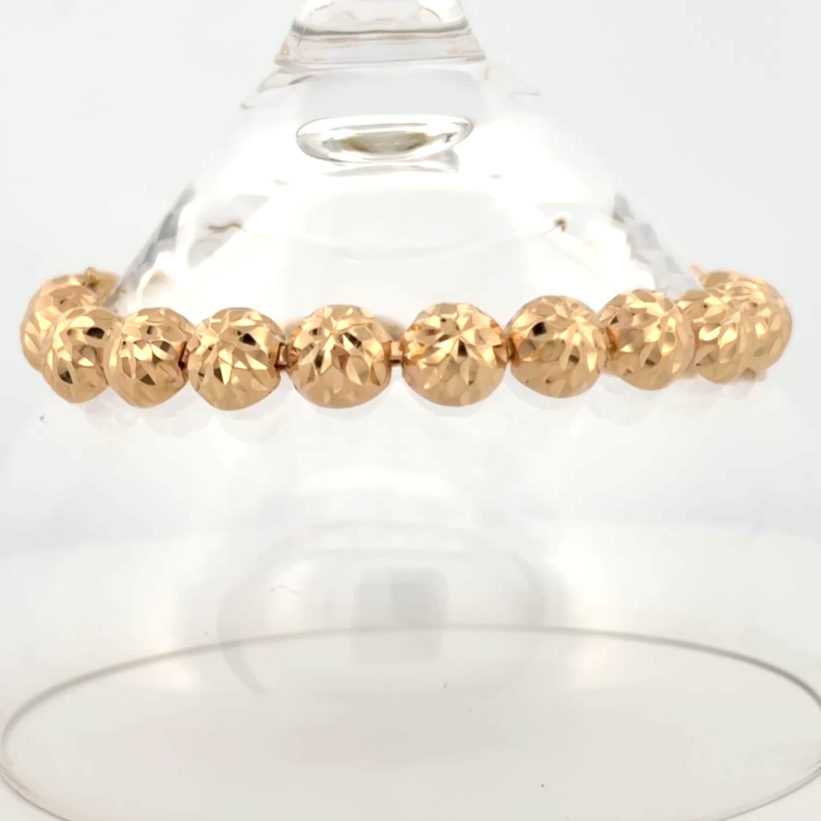 Vintage Diamond Cut Half Dome Link Bracelet 14k Gold