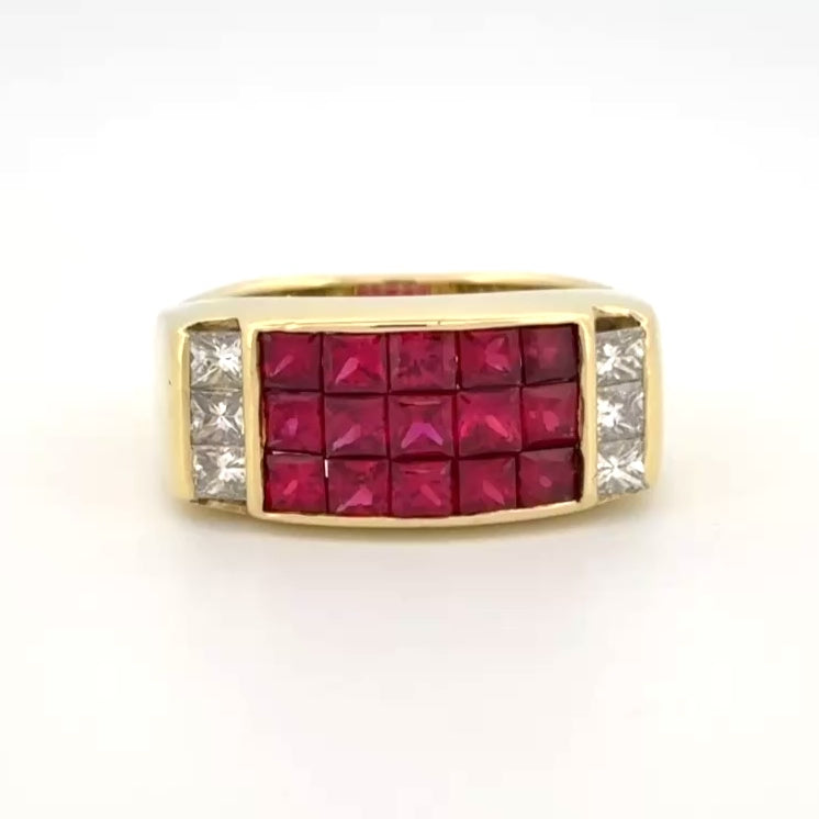 SeidenGang Ruby & Diamond 18k Yellow Gold Ring