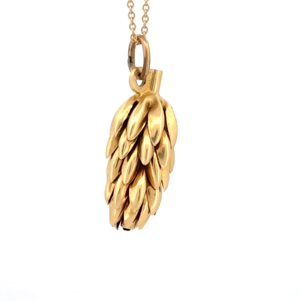 Vintage Italian 14K Yellow Gold Banana Bunch Charm Pendant, Late 1960's