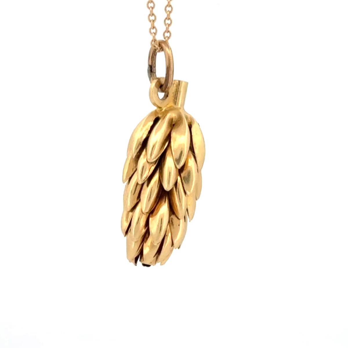Vintage Italian 14K Yellow Gold Banana Bunch Charm Pendant, Late 1960's
