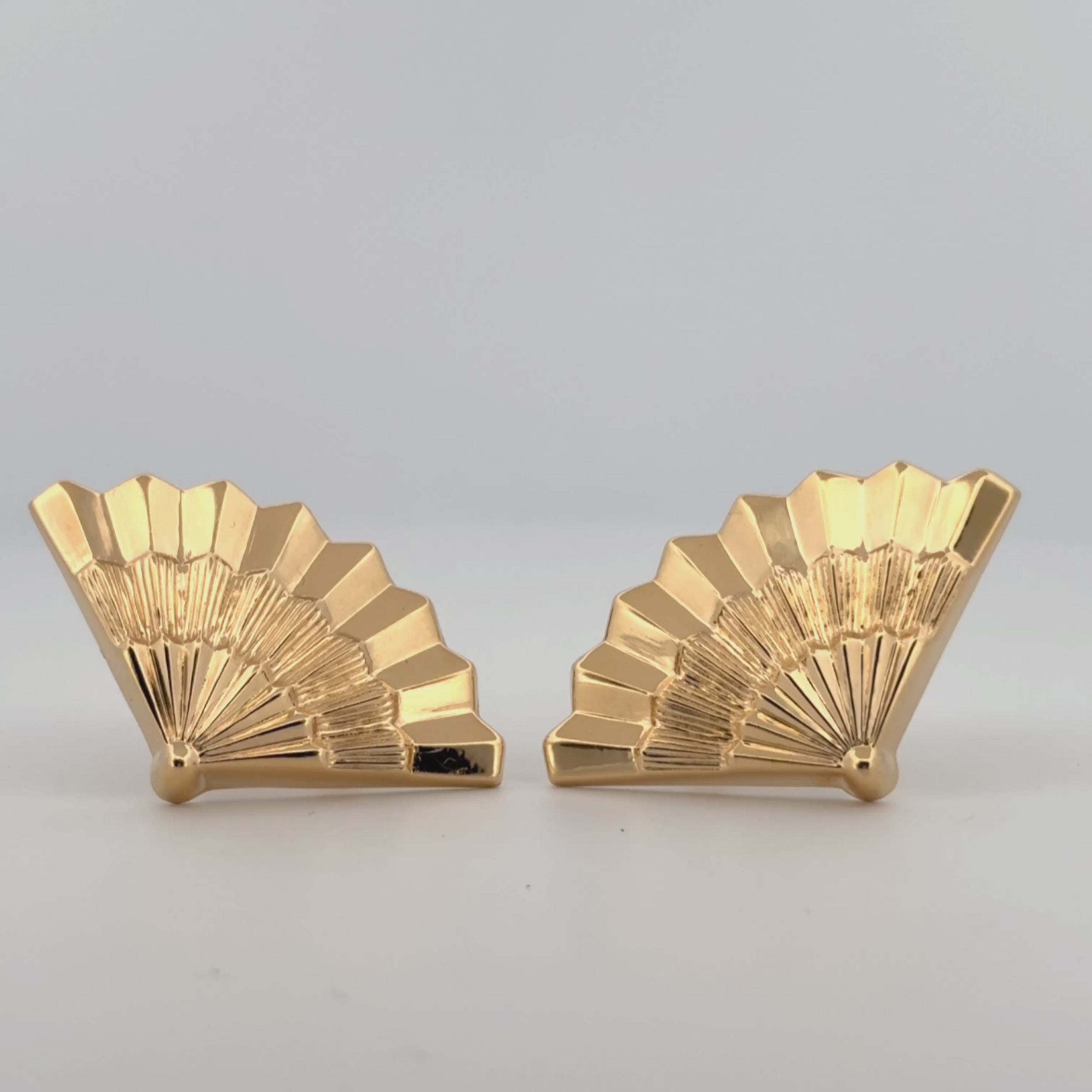 Vintage Fan Earrings 14k Yellow Gold