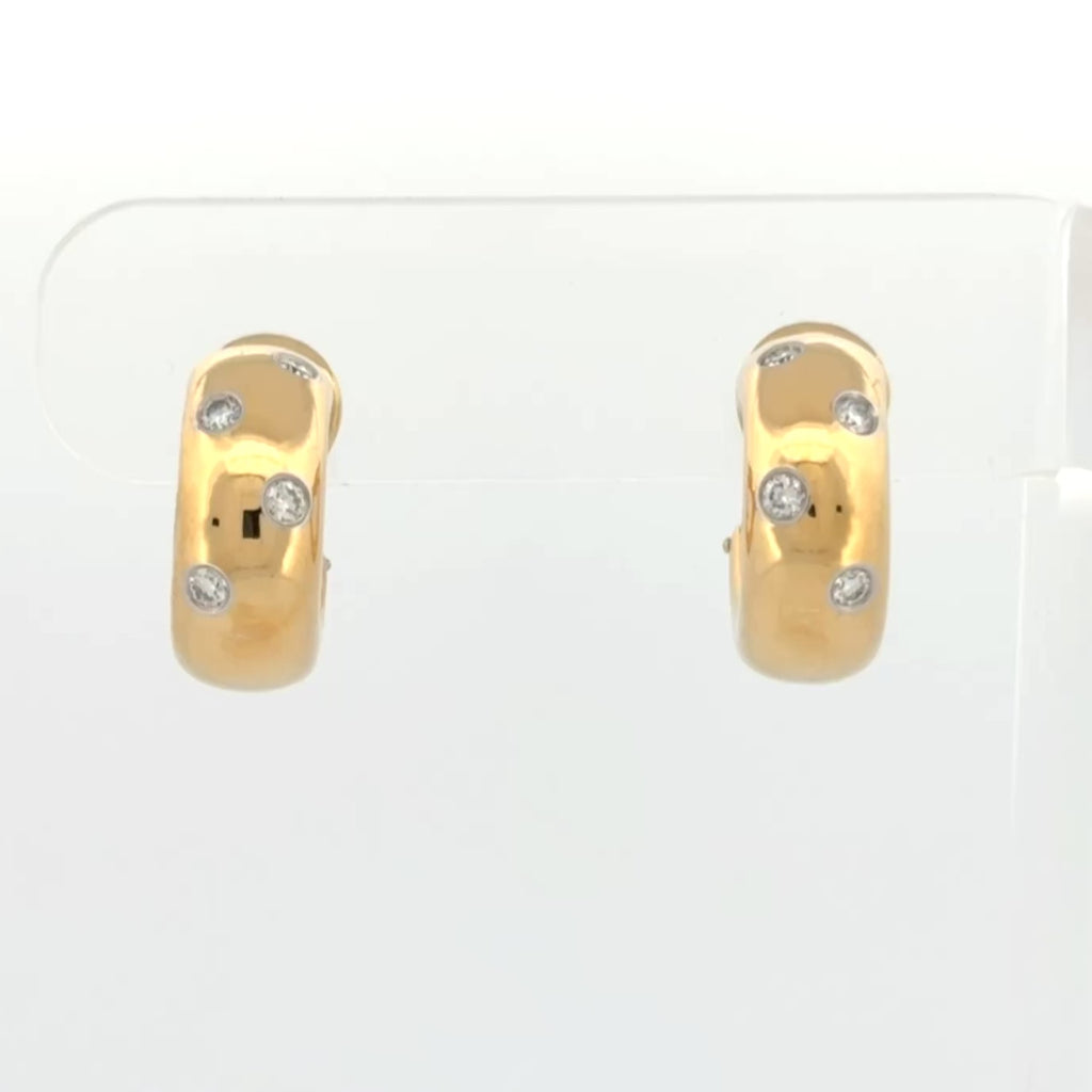 Tiffany & Co Etoile Diamond Hoop Earrings 18k Yellow Gold and Platinum