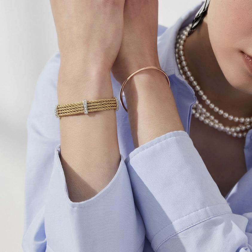 Vintage Tiffany & Co. 18K Gold, Platinum & Diamond Rope Bracelet, 1980s